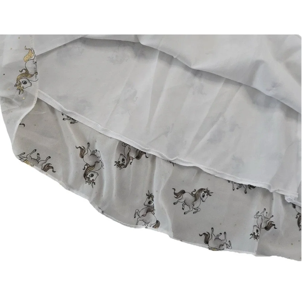 Vtg Jackpot Skirt One Size White Gold Unicorn‎ Print Midi Boho Festival Art NEW